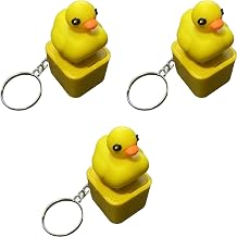 Lizard Button Keychain, Fun Rechargeable Keychain with Colorful Lights, Portable Stress Reliever for Anxiety & Sensory Fun (Duck)
