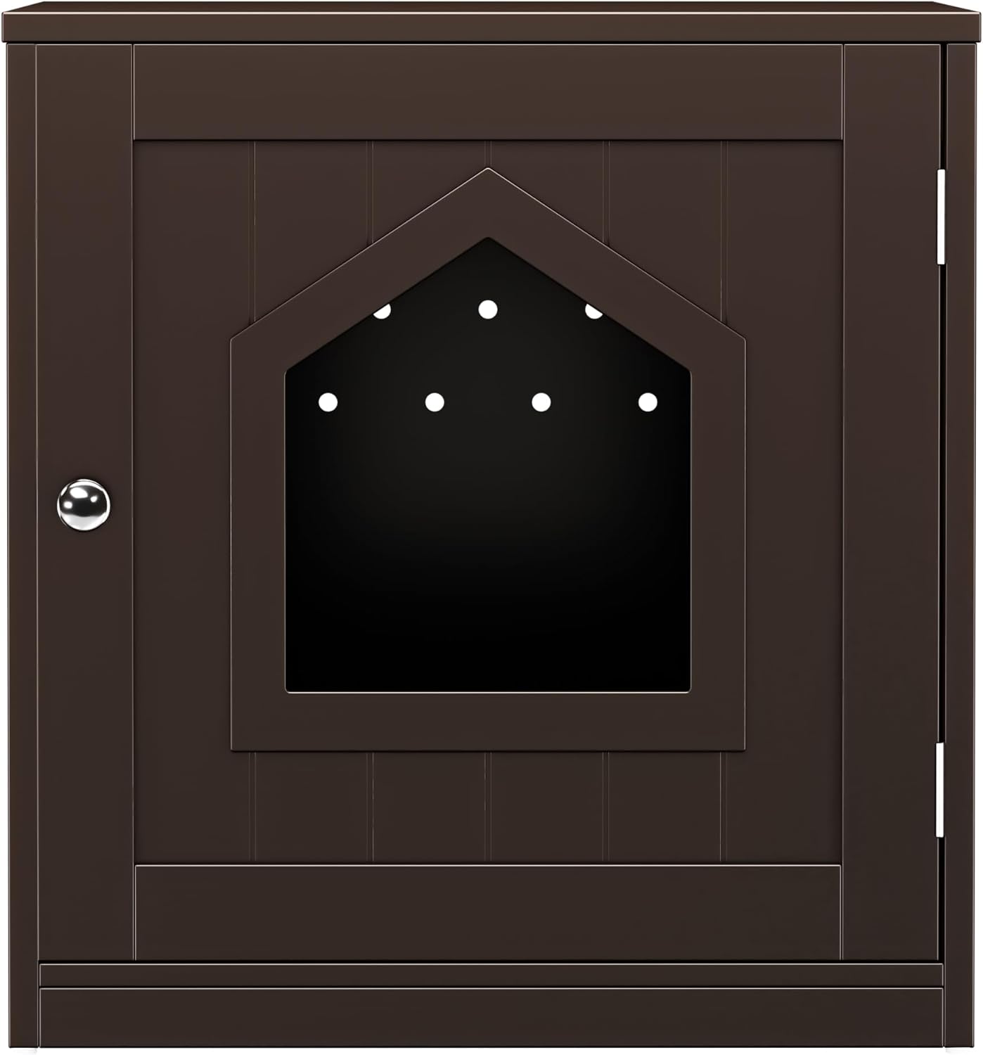 Cat Litter Box Enclosure, Indoor Cat House Hidden Litter Box Furniture,Side End Table, Nightstand, Washroom w/Door & Vent Holes for Large Kitty Dog Puppy, Brown