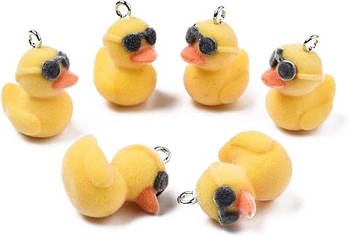 Spritewelry 50 dijes de pato, de resina, con diseño de pato, mini pato de resina con gafas, para hacer joyas, aretes, collares, llaveros y