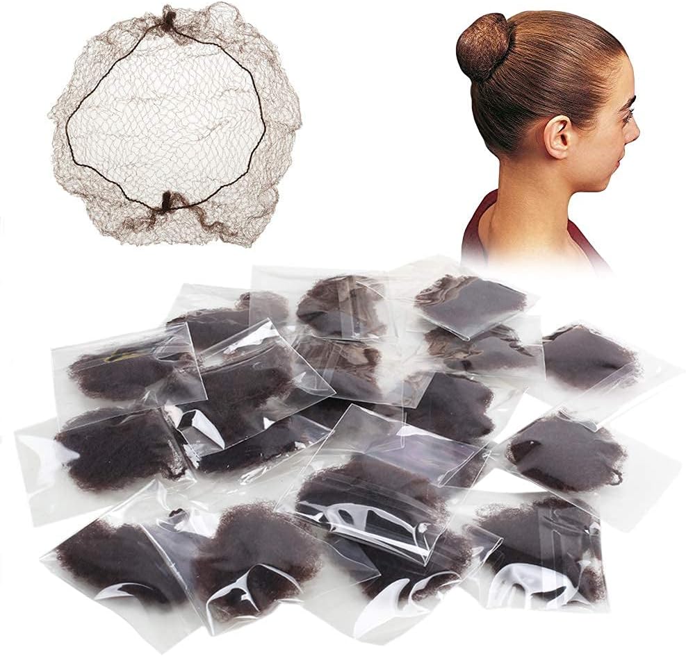 Elastic Edge Mesh Invisible Hair Nets for Women Hair Bun Holder for Ballet Bun Fixing Juda Net, Large Size, Pack of 12 Pieces