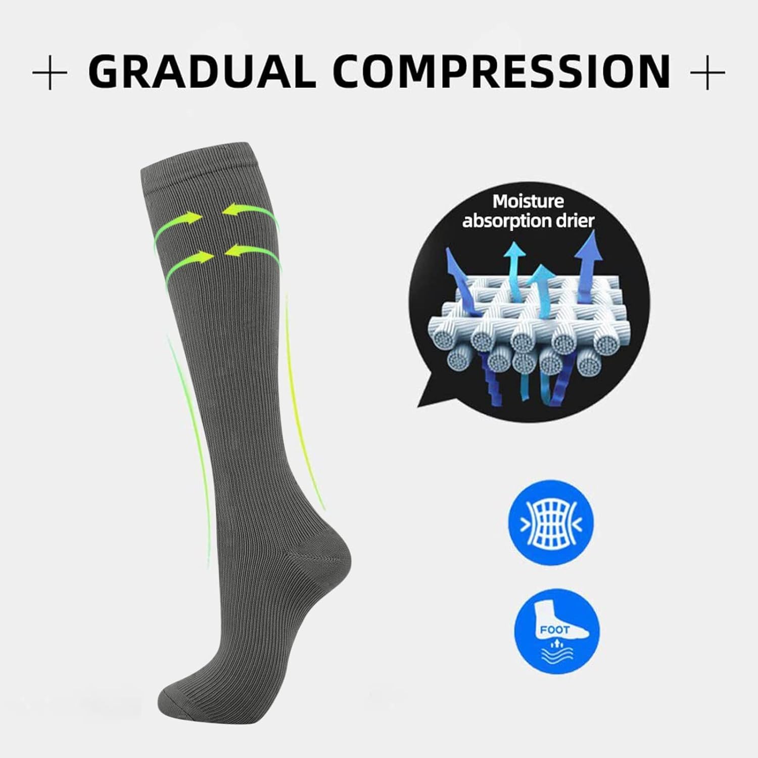 Miniatura 3 de Compression Socks (7 Pairs) Knee High Compression Sock For Women & Men Stockings-Best Support For Nurses,Running,Athletic