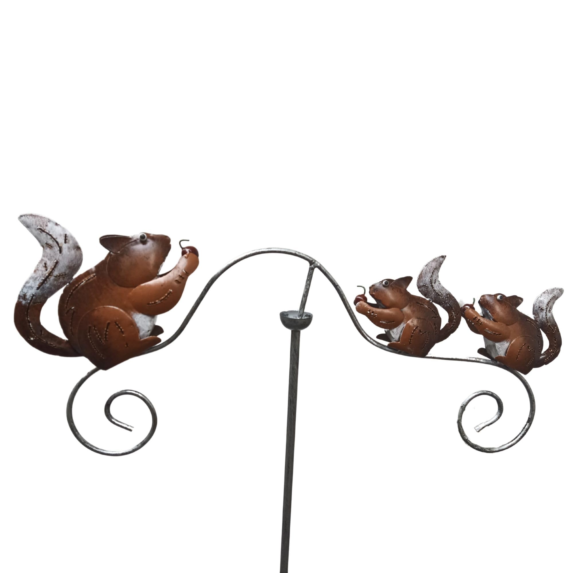 Squirrel Family Wind Spinner, Outdoor Garden Decor, Metal Balance Stake