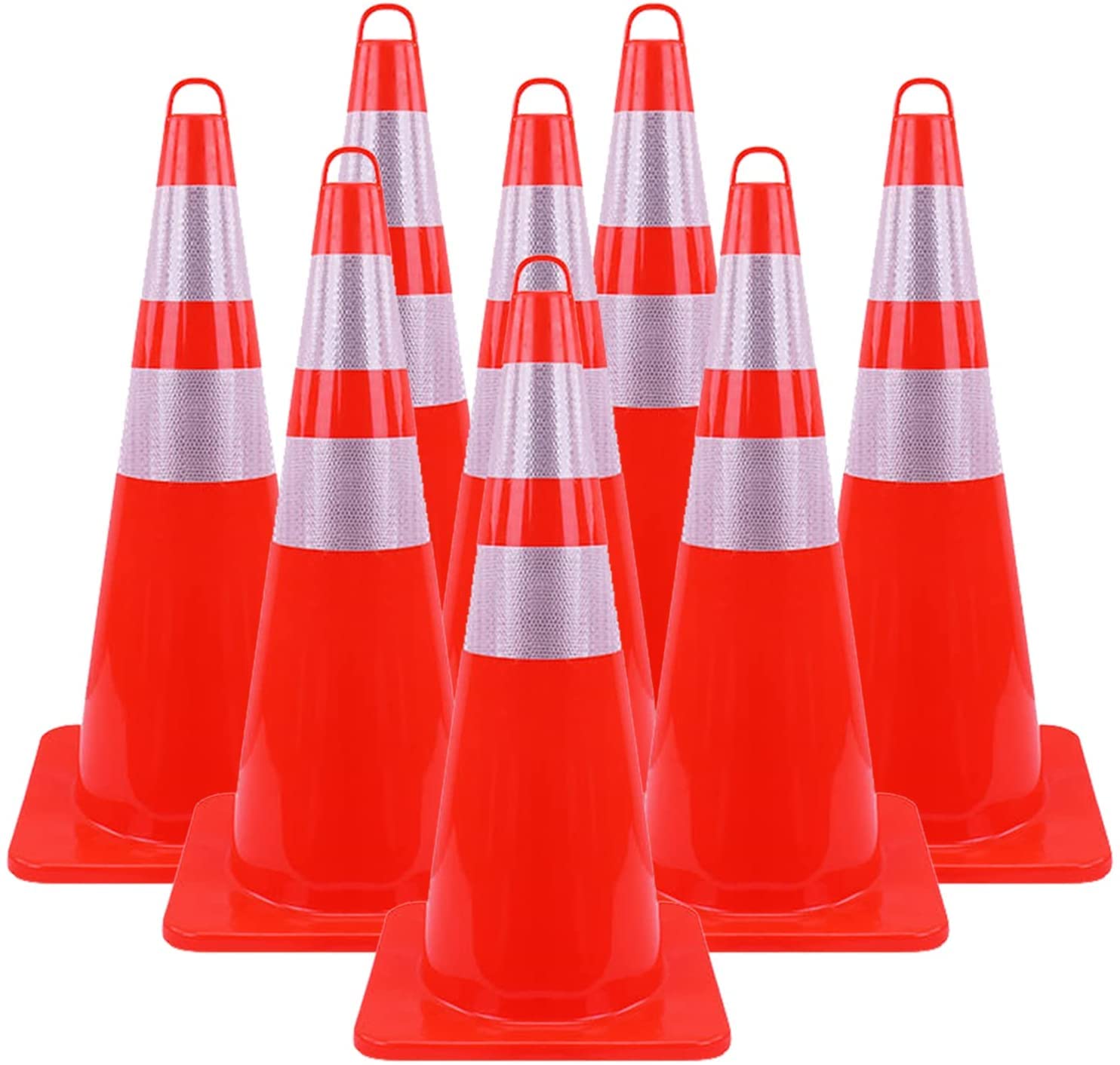 Cônes de signalisation routière durables en PVC, cônes de sécurité portatifs Rouges, cônes de Chantier lestés avec col réfléchissant, pour Le stationnement, la Formation à la Conduite et Les