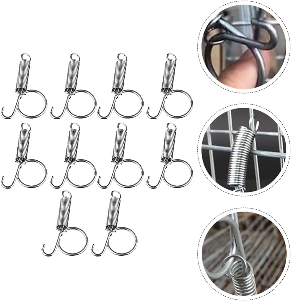 Hemobllo Rabbit Cage Door Spring Hook 2.75X1.29X0.78 Inch Metal Wire Latch for Small Animal Cages Including Birds Hamsters Multi-Purpose Pet Cage Fixing Hook