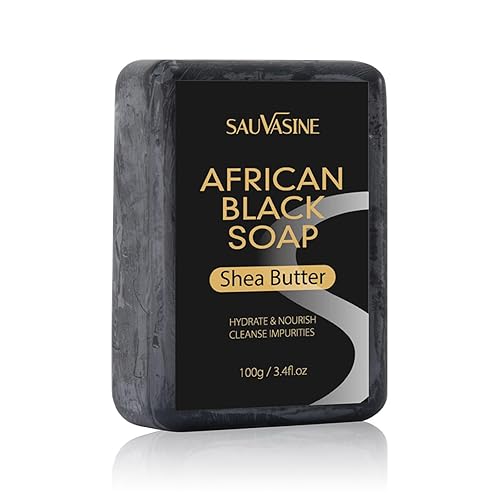 Jabón negro africano de manteca de karité, jabón hidratante facial y corporal, limpieza profunda, reduce el acné, refinando los poros, piel
