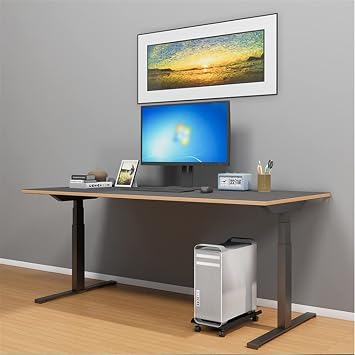 オフィスデスクアクセサリー PCタワースタンド、キャスターホイール付き金属製CPUスタンド - 高耐久デスクトップスタンド PCカート PCタワー フロアスタンド ほとんどのゲーム用PC家庭用ホワイト、440 x 220mm