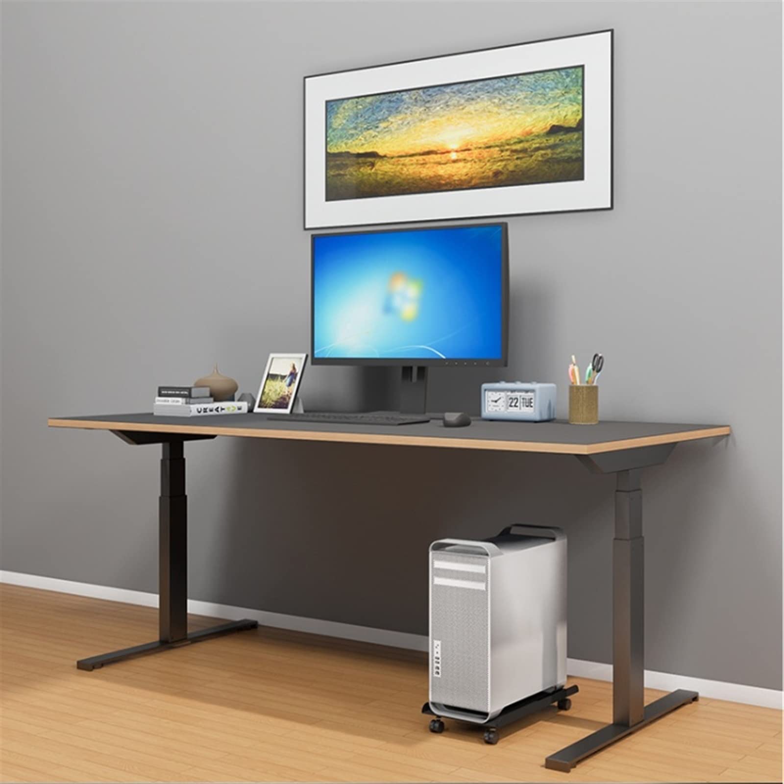 Stojak na PC do podłogi Stojak na komputer PC Tower, metalowy stojak na procesor z kółkami - Wytrzymała stojak na biurko Wózek na PC Stojak podłogowy PC Tower do większości komputerów do gier Stojak n