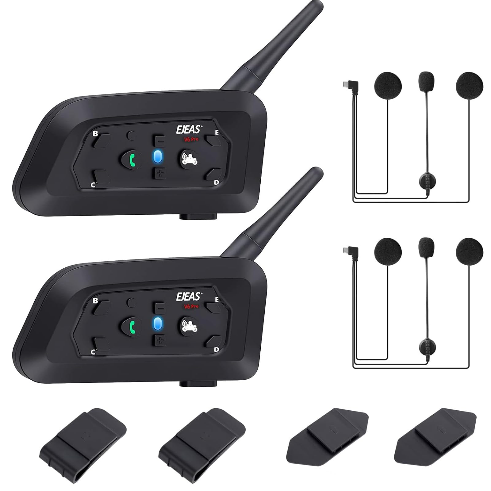 MIMIRACLE V6 Pro Motorcycle Helmet Bluetooth Headset, Up to 6 Riders 2-Way 1200M IP65 Waterproof Wireless Motorbike Communication System for Dirt Bike/ATV/Off Road