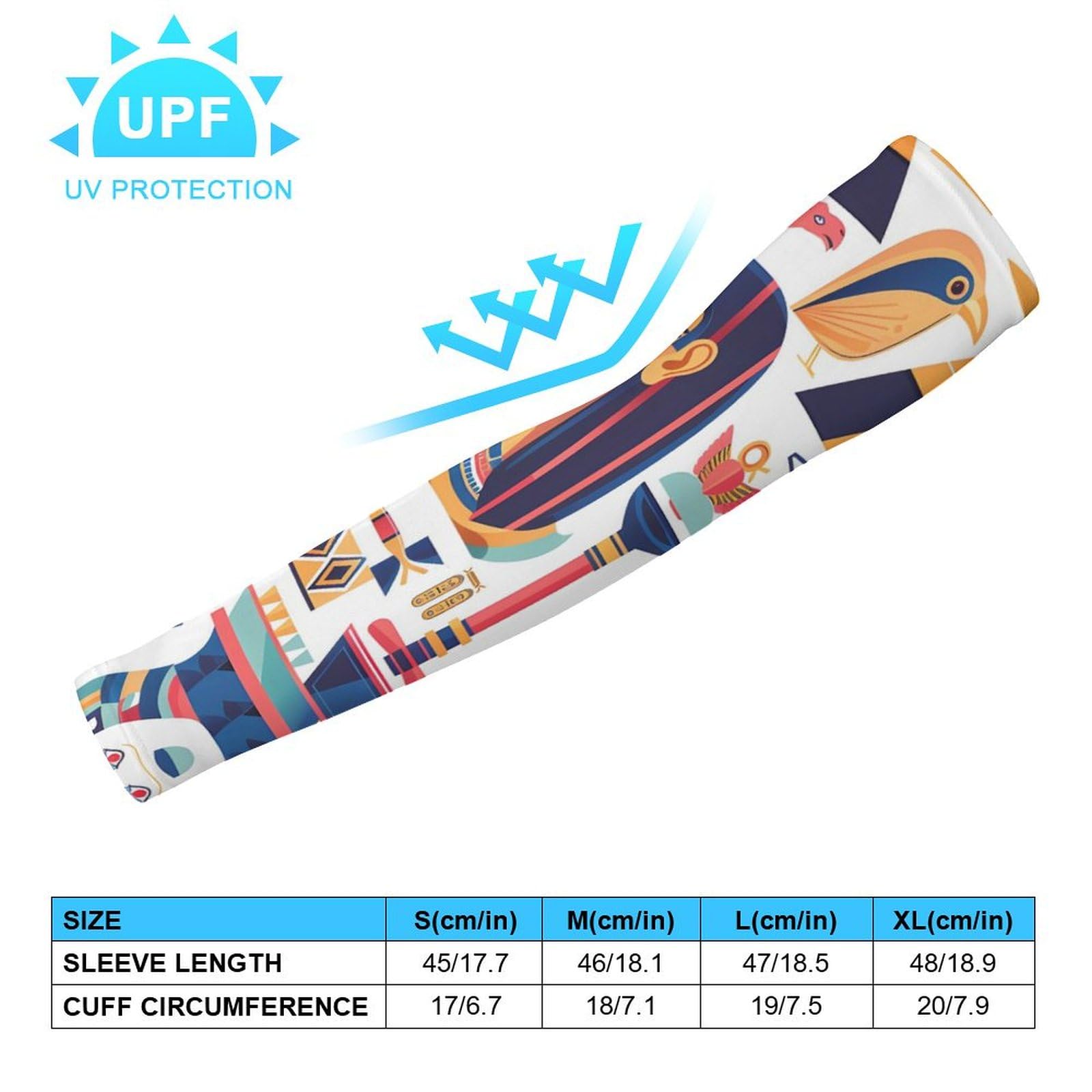 Egyptian Symbols And Elements Ice Silk Arm Sleeves Cooling Sun Protection Arm Sleeve for Men Women L