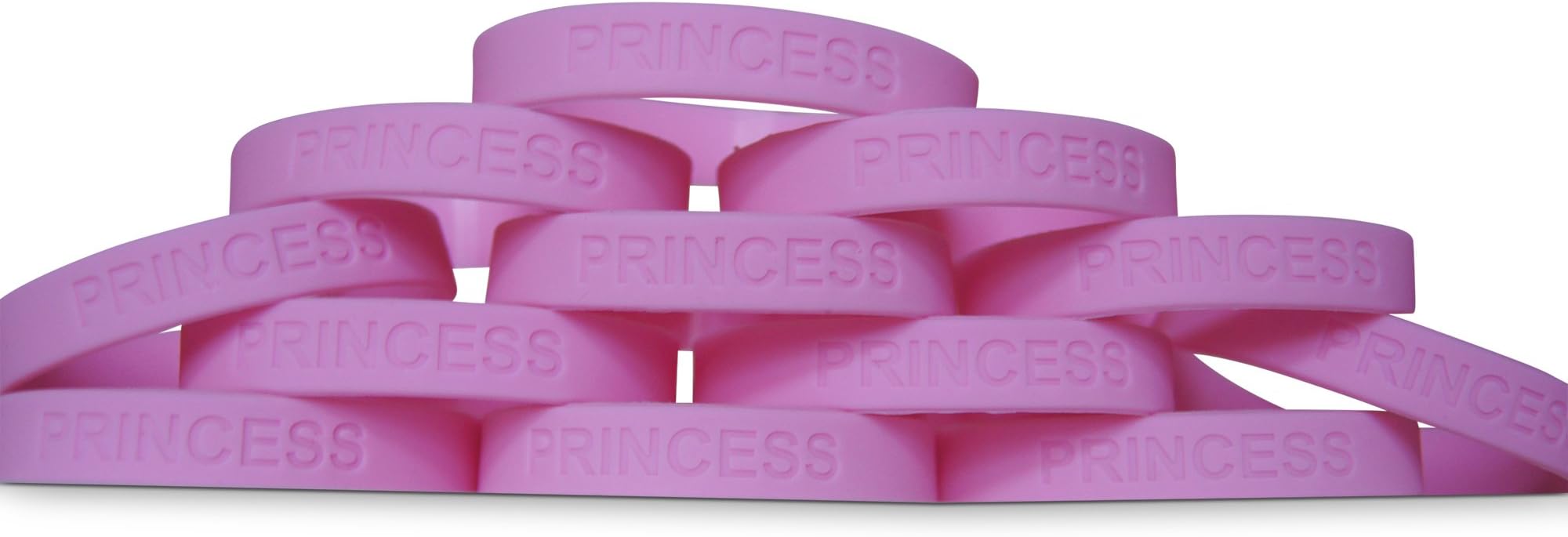 Novel Merk Princess Pink 12 Piece Kids Party Favor & School Carnival Prize Girls Silicone Wristband Bracelet