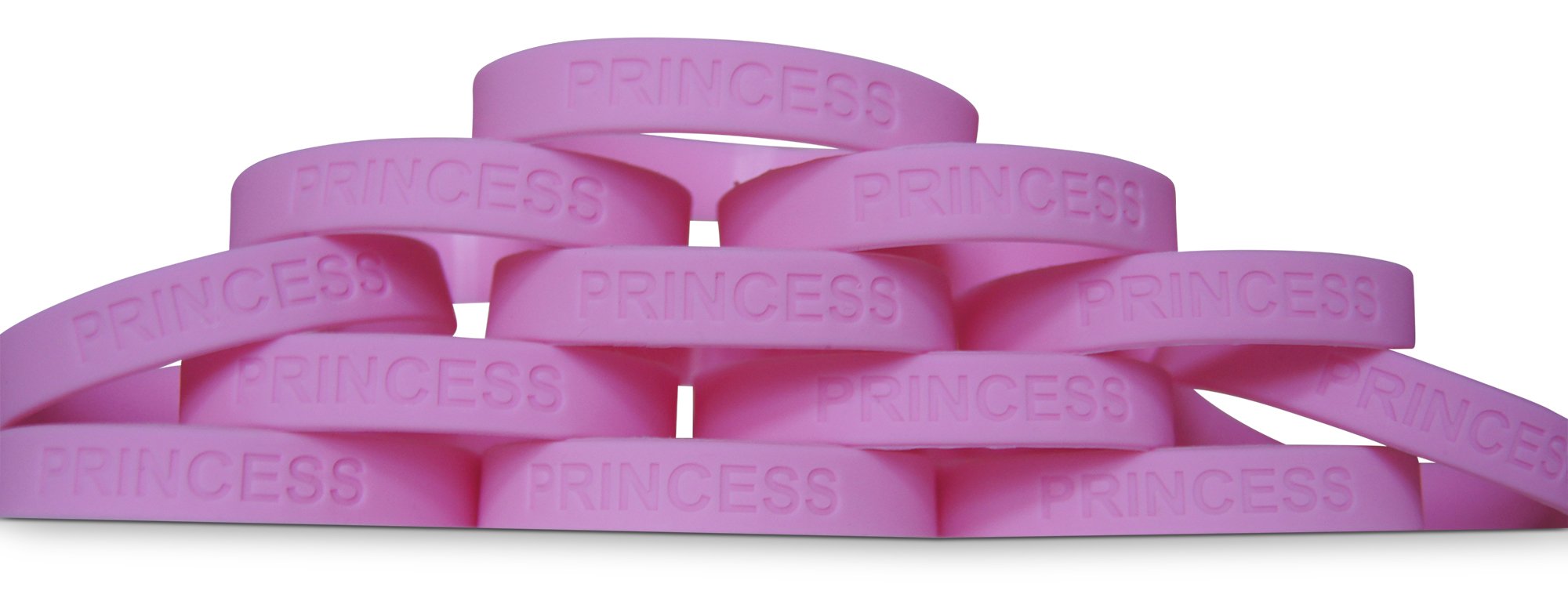 Novel Merk Princess Pink 12 Piece Kids Party Favor & School Carnival Prize Girls Silicone Wristband Bracelet
