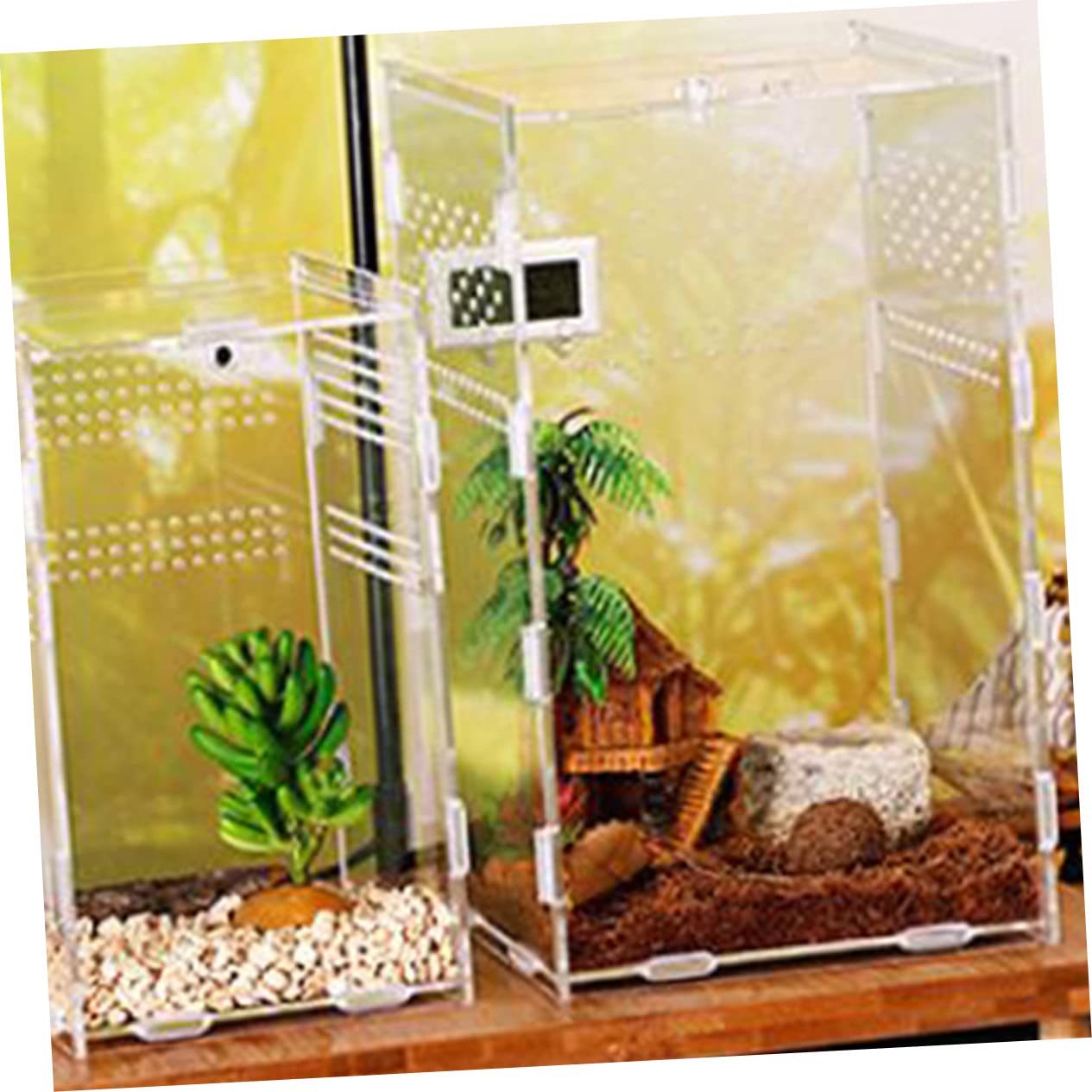 IMIKEYA Cage De Transport Transparente pour Reptiles Nichoirs pour Reptiles Accessoires pour Terrariums Bacs Alimentation pour