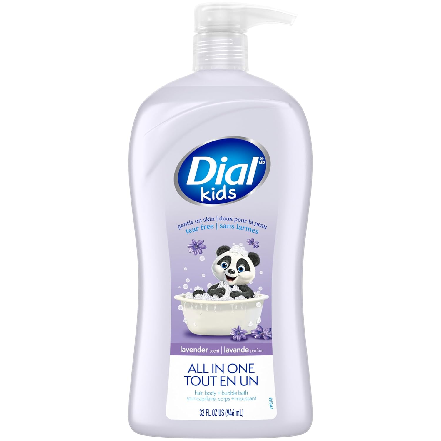 Dial Kids All-in-1 Body + Hair + Bubble Bath, Lavender Scent, 32 Fl Oz, Hypoallergenic Body Wash & Shampoo, No Tears Formula for Kids 2+ Years, No Parabens & Silicones