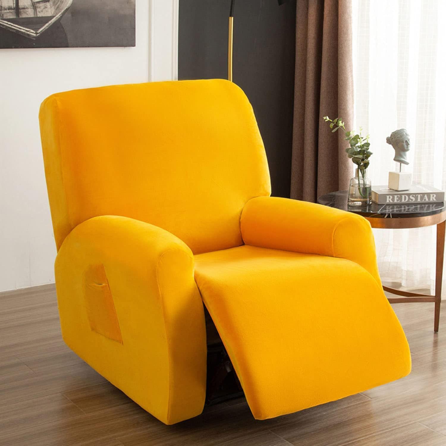 1 Seater Spandex Recliner Slipcover, Stretch Fit Armchair Sofa Cover, Non-Slip Recliner Couch Protector for Living Room Furniture (Color : C)