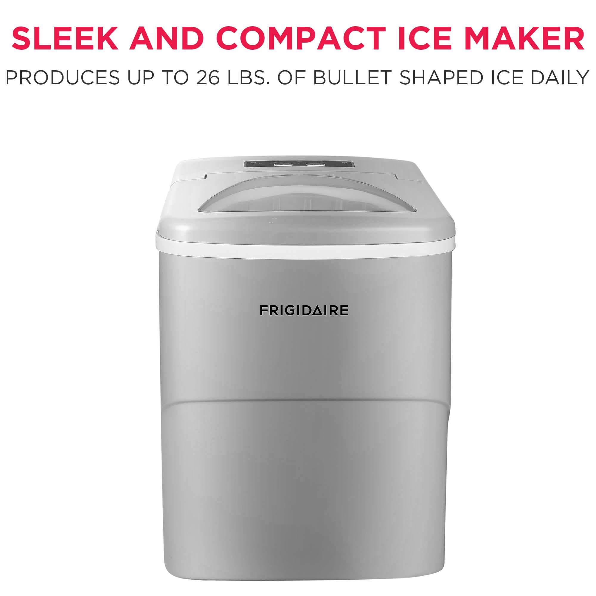 Frigidaire EFIC108-Silver Compact Ice Maker, Counter-top Portable, 26 lb per Day, Silver on Fridge.com