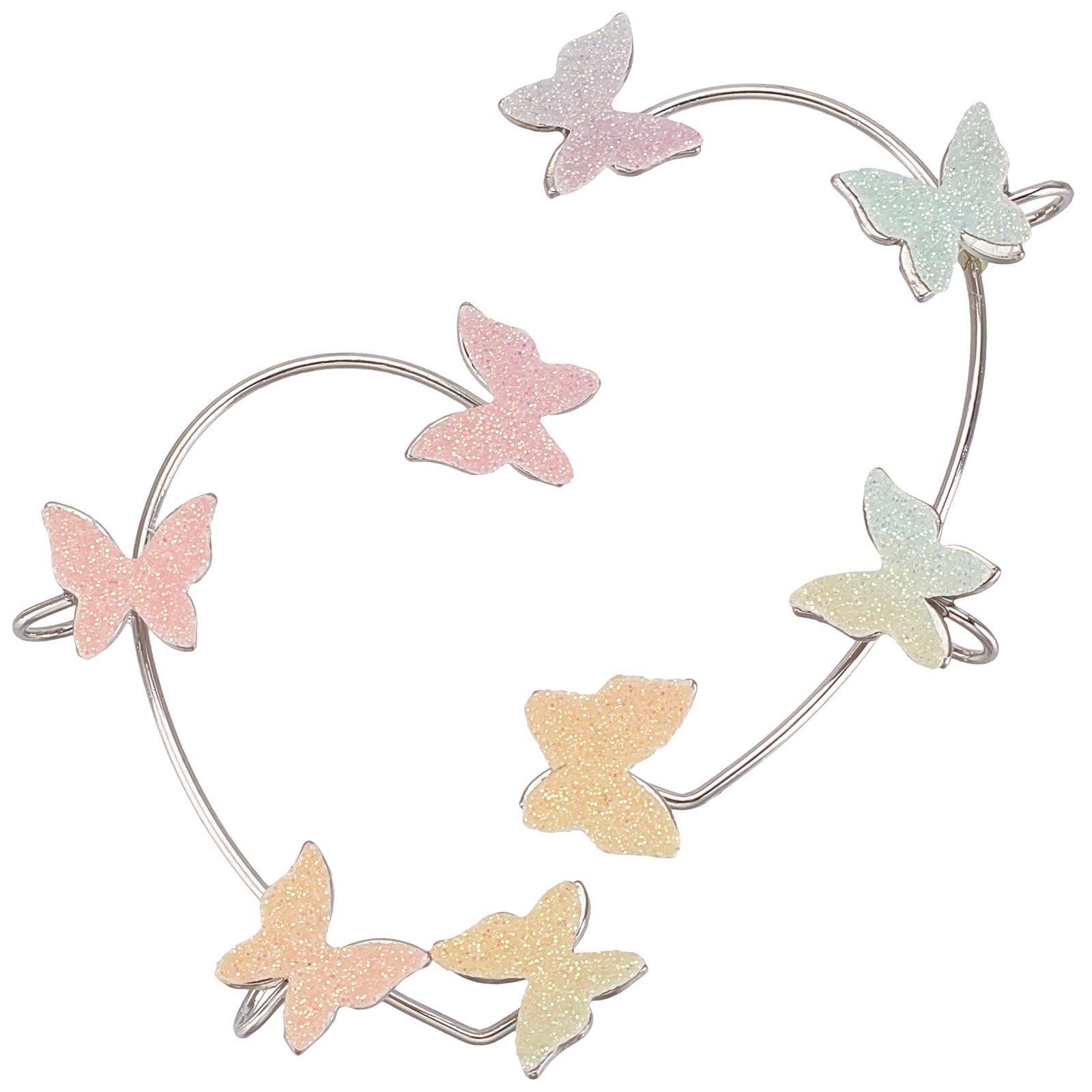 SUNNYCLUE Polsini per Orecchie a Farfalla, Design a Farfalla, Orecchini, Ottone, Colorato