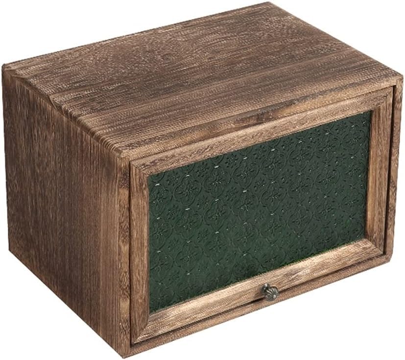 Retro Solid Wood Sideboard with Glass Door Push-To-Open Design Small Storage Cabinet for Various Items Vintage Style Kitchen Pantry nizer