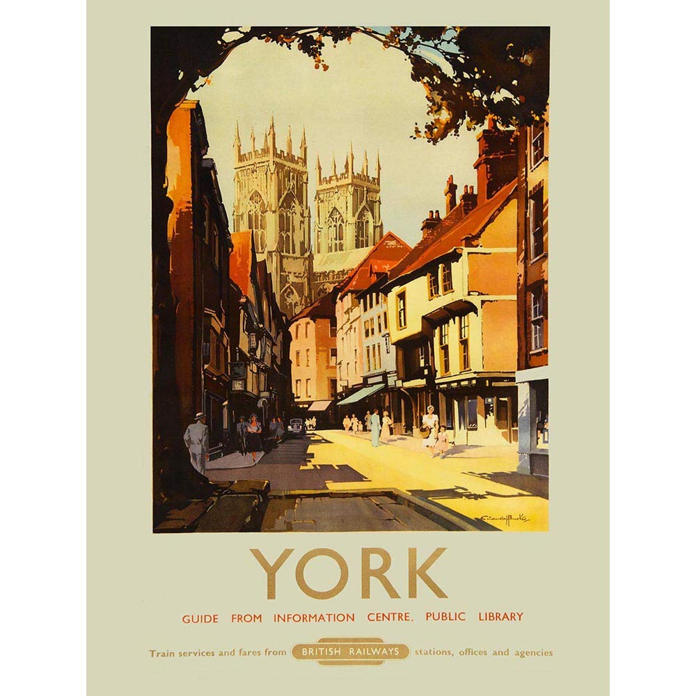 Wee Blue Coo Travel York England UK Cathedral Minster Shambles Rail Train Art Print Poster Wall Decor 12X16 Inch