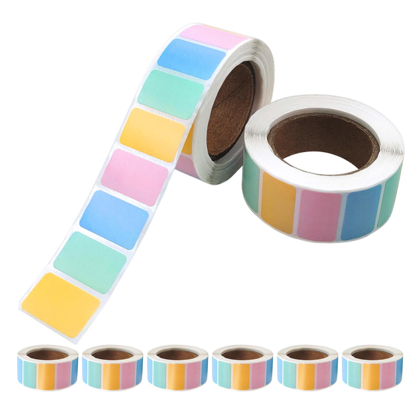 8 Pezzi Etichette Adesive Rettangolari Colorate Autoadesive 1"x0,6" per Ufficio Scuola e Casa, Etichette per Contenitori di Stoccaggio Rimovibili Codifica a Colori