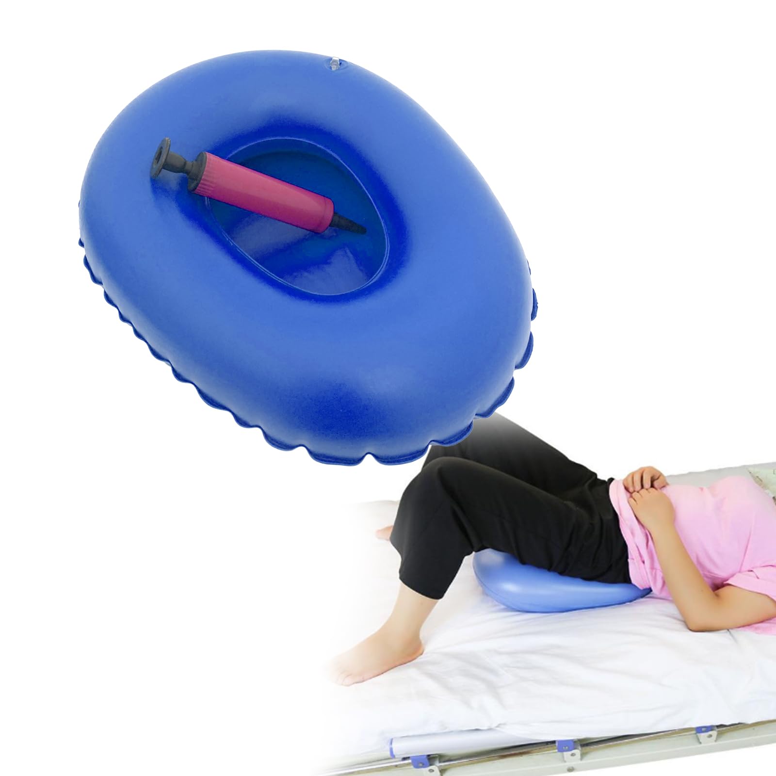 Inflatable Bedpan - Small Potty Bedside Toilet Nursing Urinals for Mother Women Bedridden Elderly Disabled Bedbound Patient (Blue-S Size)