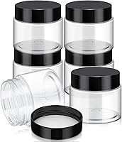 Vista 188 de 6 Pack 6oz Plastic Jars Containers with Lids Wide-mouth Refillable Leakproof Reusable Round Empty Jars for Travel Cosmetic Dry Food Spice Candy Clear