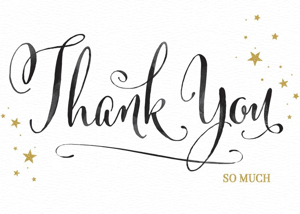 Piccadilly Greetings Thank You Card, Thank you So Much! - 7 x 5 inches