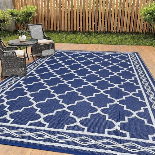 HarmonyHealth Waterproof Outdoor Rug 8x10 ft, Outdoor Patio Rug Vintage