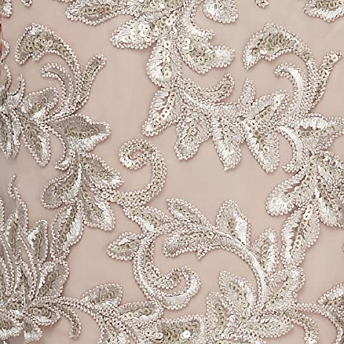 Alex Evenings Women's Petite Short Knee Length Floral Embroidered Cocktail Sheath Dress, Champagne Embroidery #TOP2