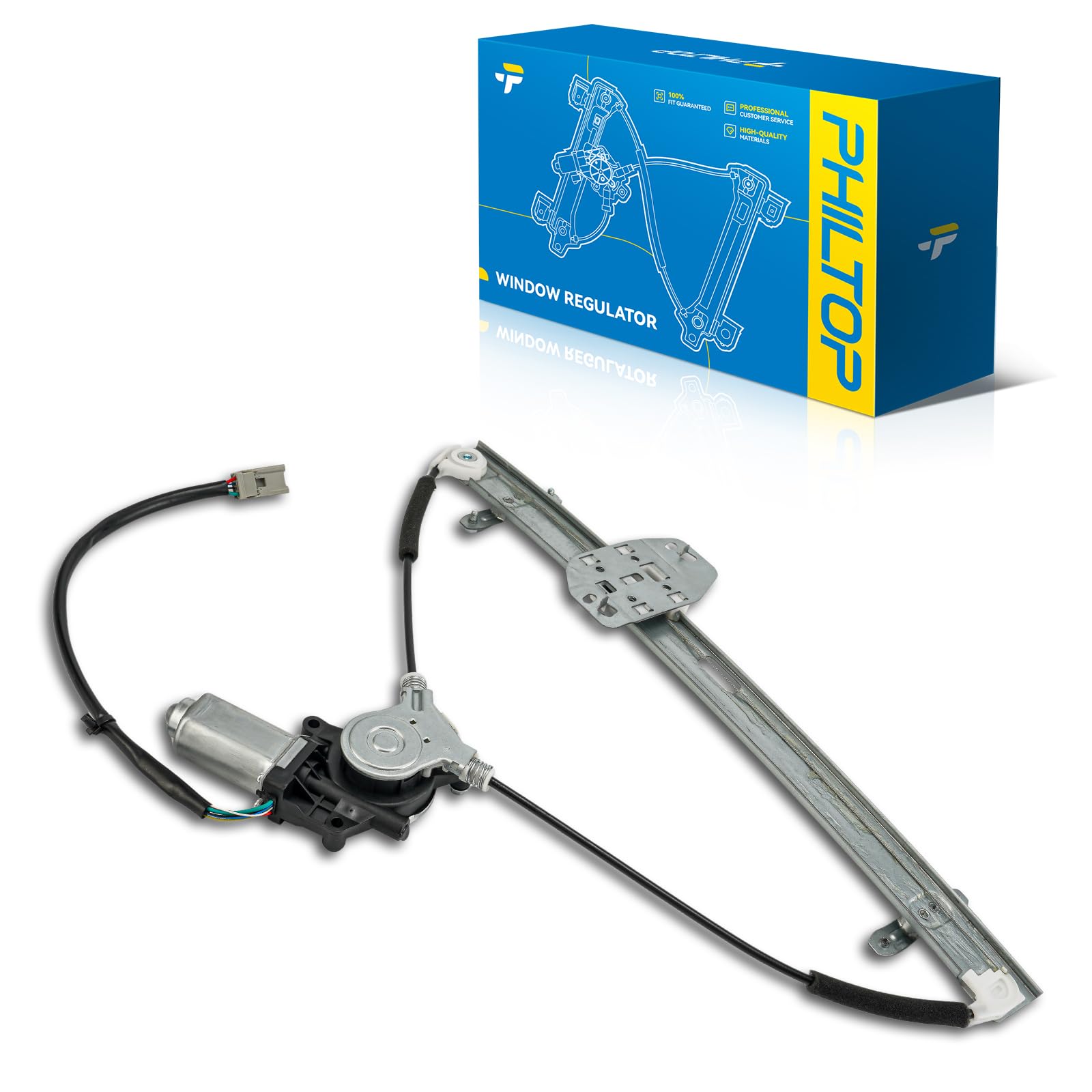 PHILTOP Front Left Driver Side Power Window Regulator and Motor Assembly Compatible with 2003-2008 Honda Pilot Replaces 748-129,6 Pins
