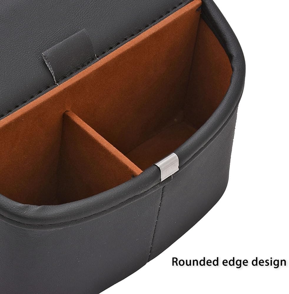 JSCARLIFE Car Seat Organizer with Cup Holder & Tissue Storage, Multifunctional Leather Car Organizer for Front Seat Back Seat - Waterproof Auto Storage Bag for SUV Truck Van Travel Accessories