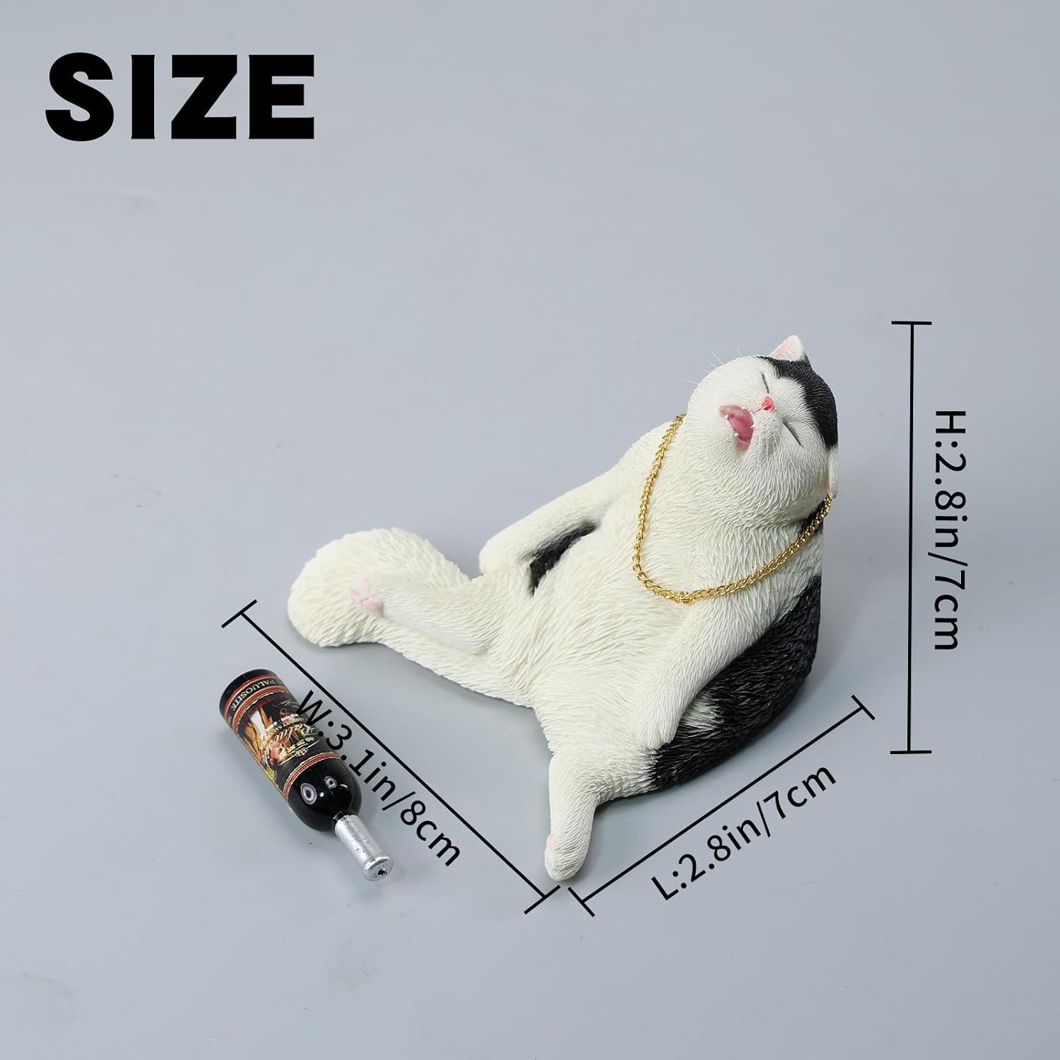 MMOS X JXK Drunking Cat Statue Resin Cat Figurine for Table Decor Durable Polyresin with Intricate Details Gifts for Cat Lovers