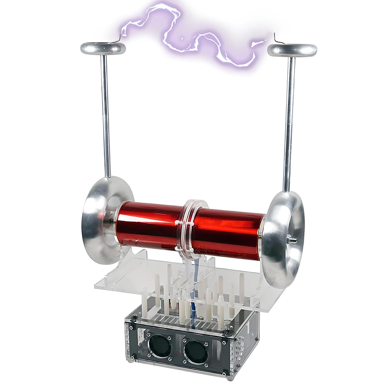 KCOAG Bipolar Sstc Coil Desktop Toy, Musical Tesla Coil, 3.5mm Audio Interface, 30cm Ultra-long Arc, Quare Wave Music Can Be Input, For Teaching Demonstrations, Science Model