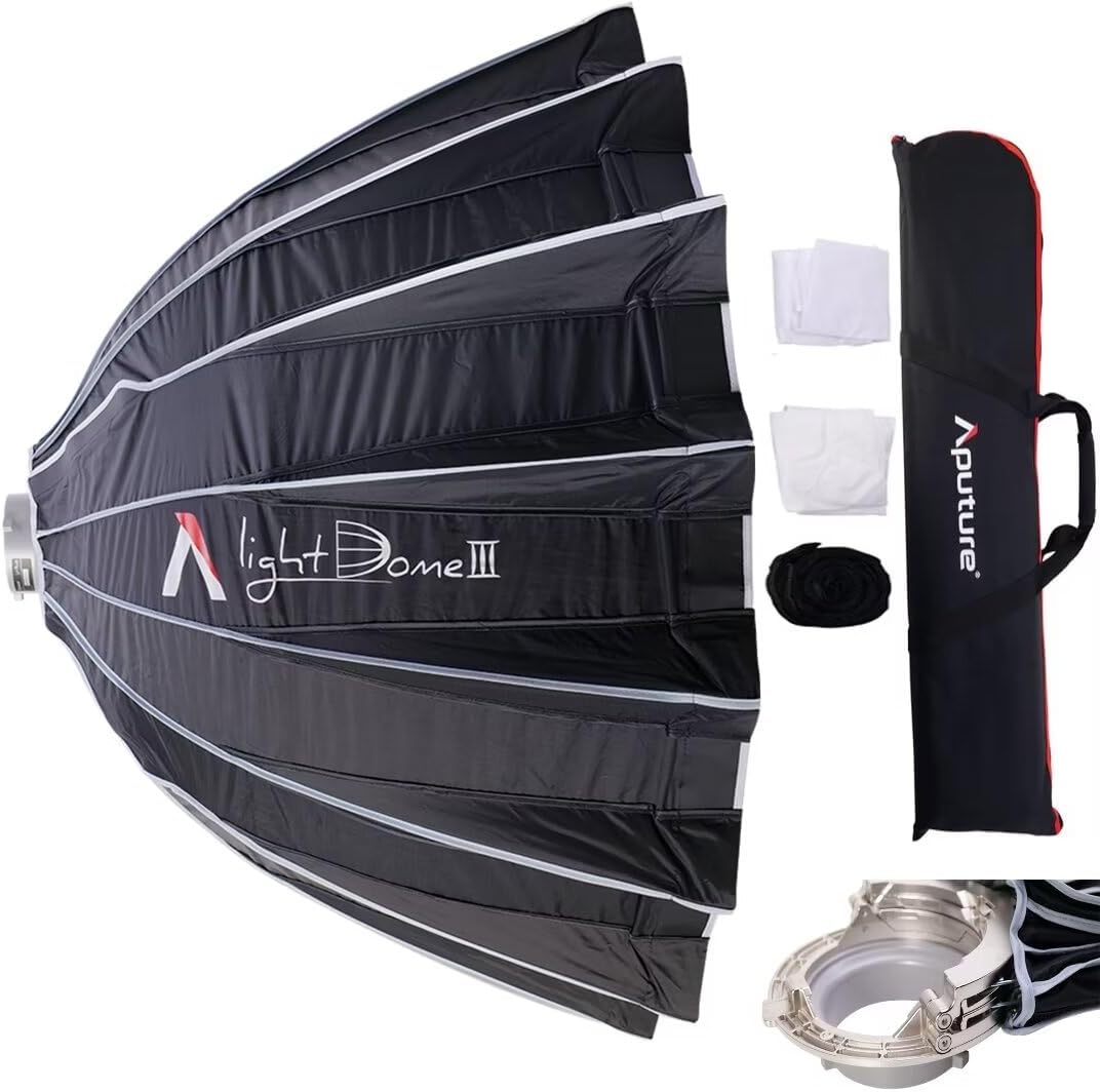 Aputure Light Dome III Softbox,Bowens with Diffuser Cloth and Honeycomb Grid Quick-Folding Setup for Photography Studio Video,for Aputure Light LS 600d,Amaran 300c,Amaran 200x S Video Light