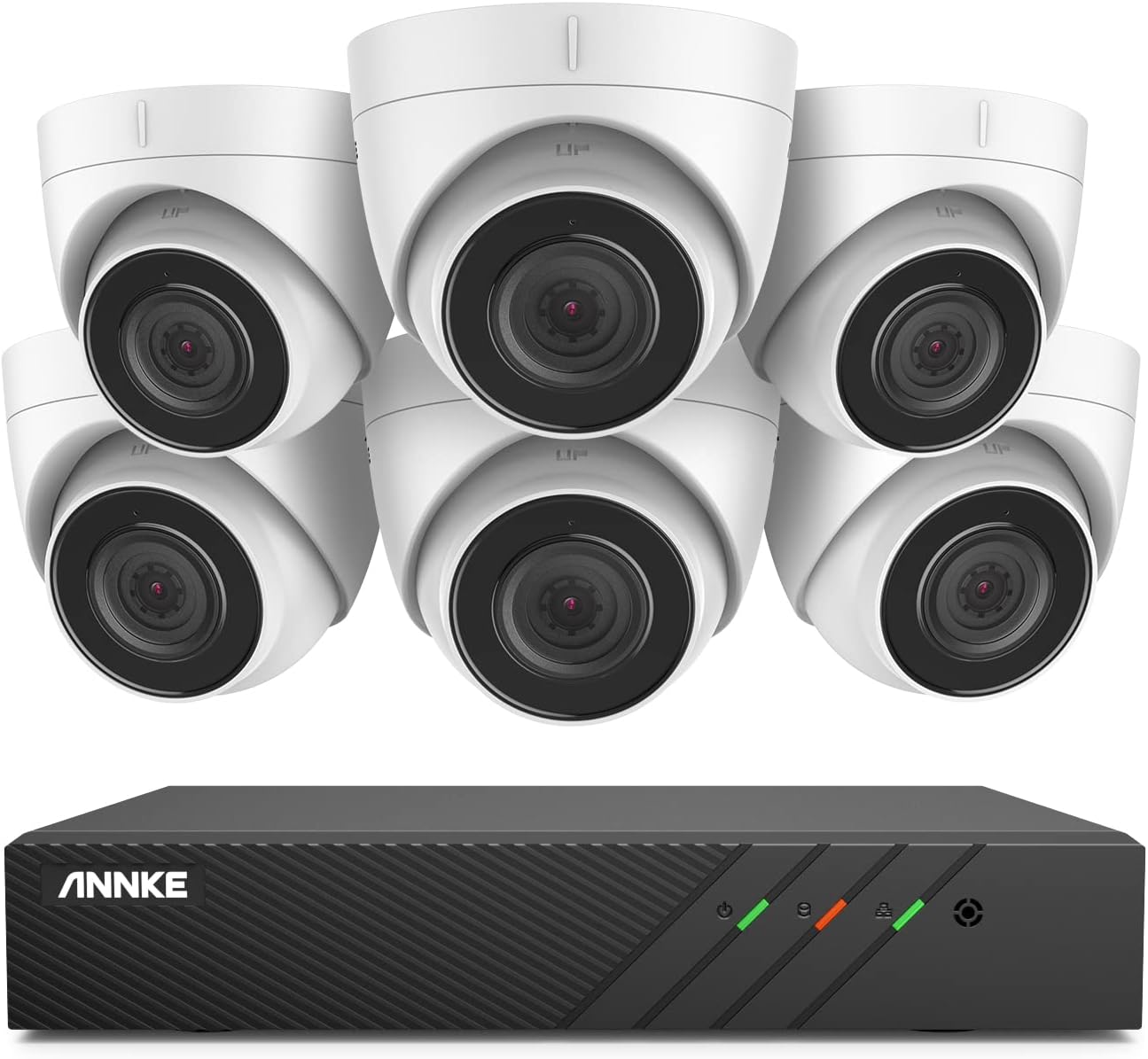 ANNKE 8CH Turret PoE Security Camera System with 6MP H.265+ NVR, 6 X 5MP Outdoor IP