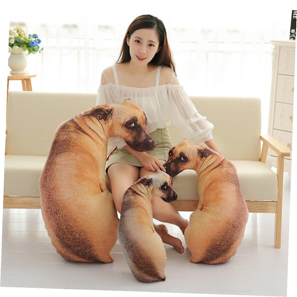YARNOW 2 Cuscino Cane Simulazione Morbido Peluche Imbottitura PP Supporto per Letto Auto e Ufficio Decorazione Creativa e Regalo per