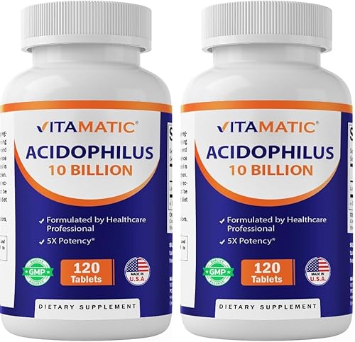 Miniatura 10 de Vitamatic Probiótico Acidophilus - 10 mil millones de UFC - 5X potencia - Suplemento probiótico diario, apoya la salud digestiva - 120 tabletas