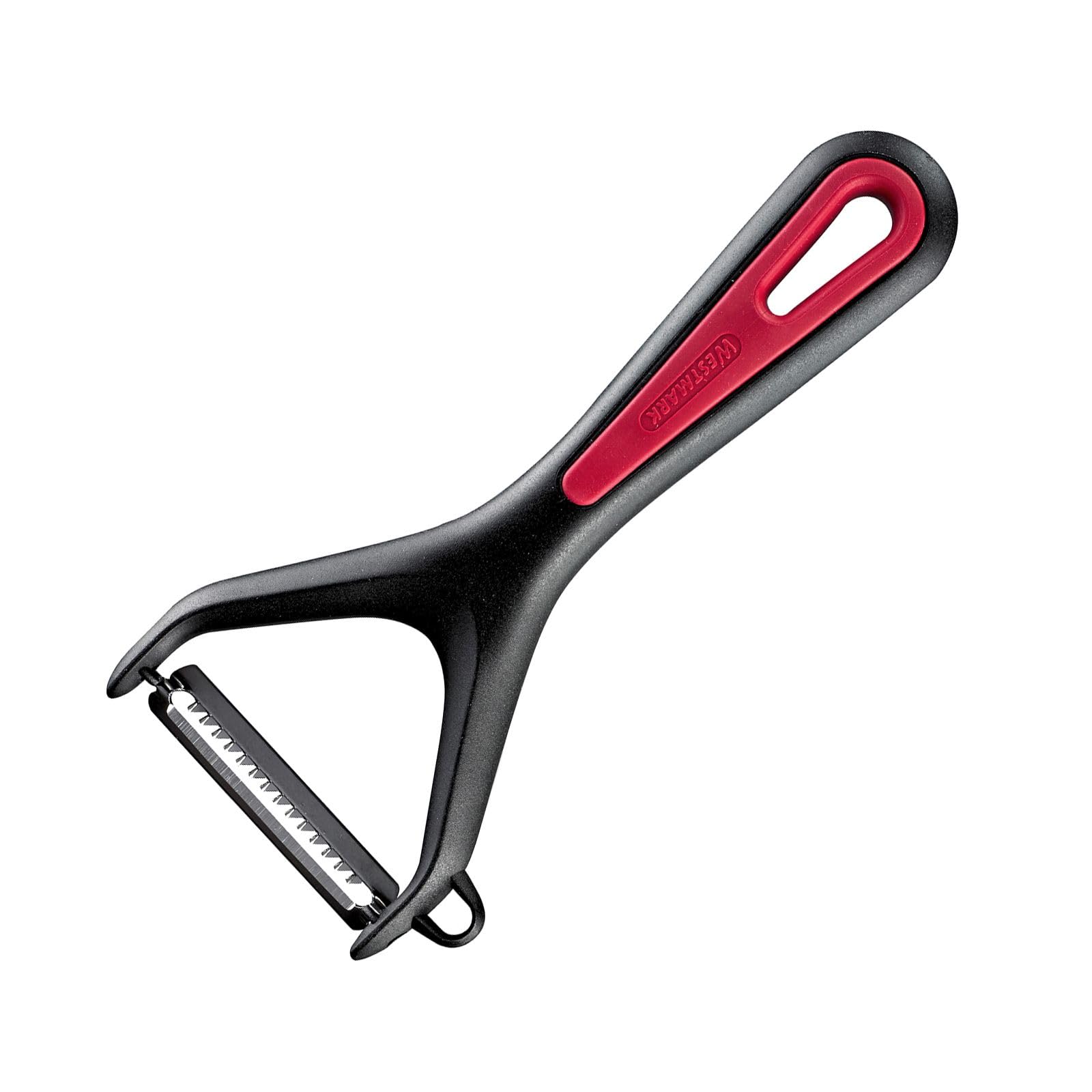 Westmark Julienne Slicer/Vegetable Peeler, Gallant, Serrated Stainless Steel Blade And Cutter, Black/Red, 290522E1