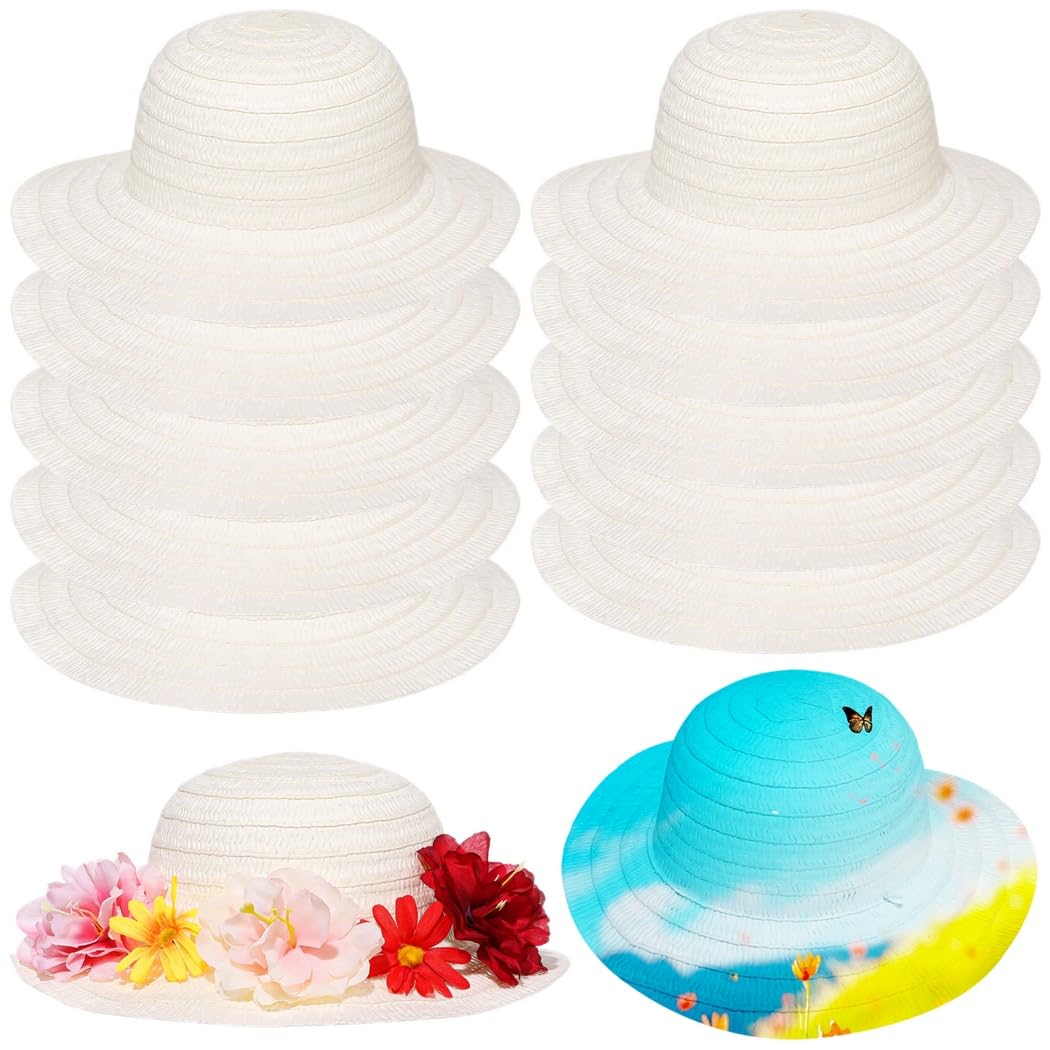 BESPORTBLE Lot de 2 mini chapeaux de paille pour le bricolage - Chapeaux de paille non peints - Sombreros faits à la main - Pour projets créatifs de bricolage - Diamètre