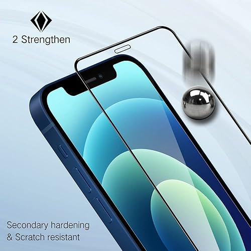 Miniatura 3 de PERFECTSIGHT Paquete de 2 protectores de pantalla compatibles con iPhone 1212 Pro de 6.1 pulgadas, carcasa de vidrio templado transparente HD,