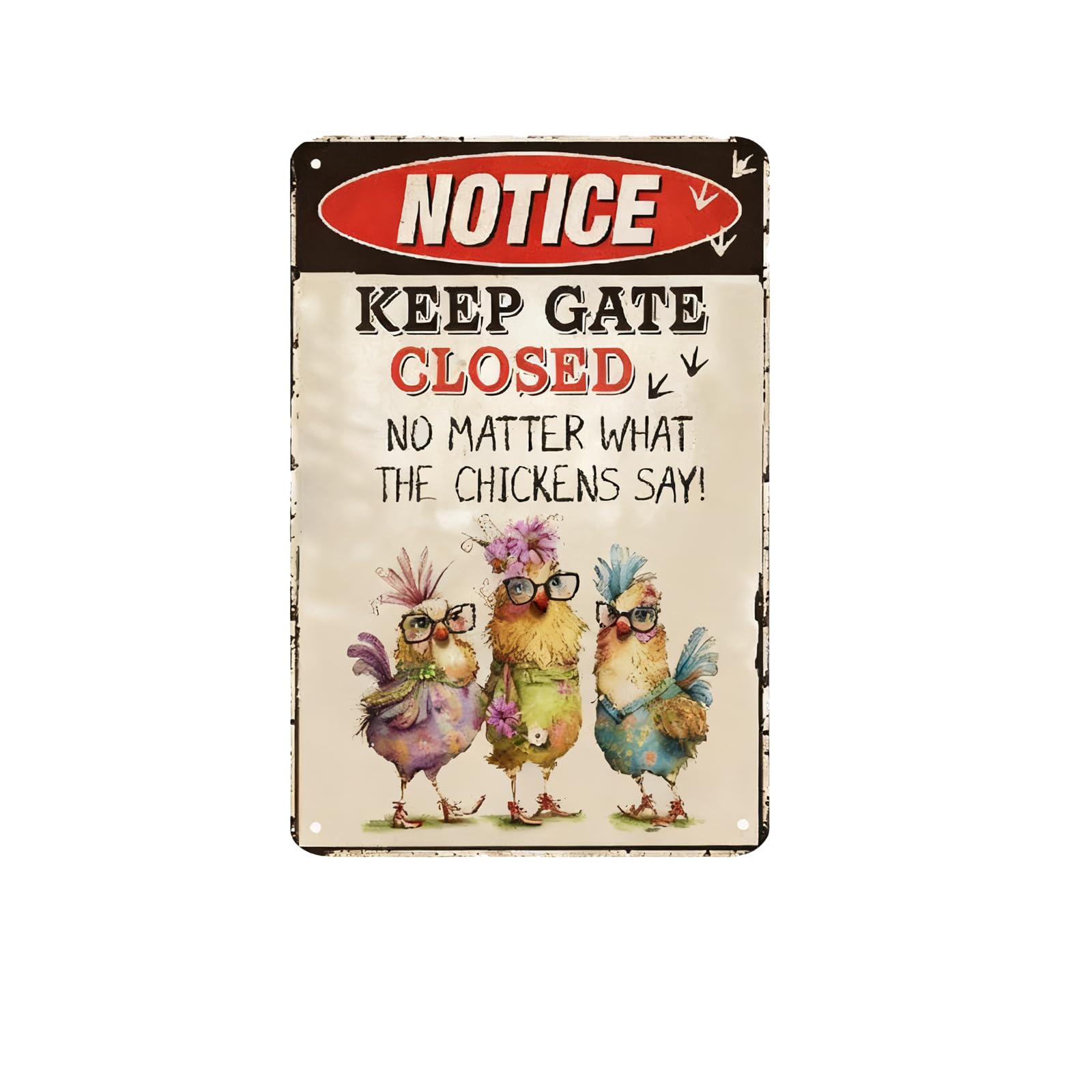 DWUENT chicken coop accessories, garden sign, Chicken Accessories, Hen House Plaque - 30x20cm Rustic Farmhouse Metal Chickens Sign for Coop Decoration, Wall or Hanging Iron Plaque