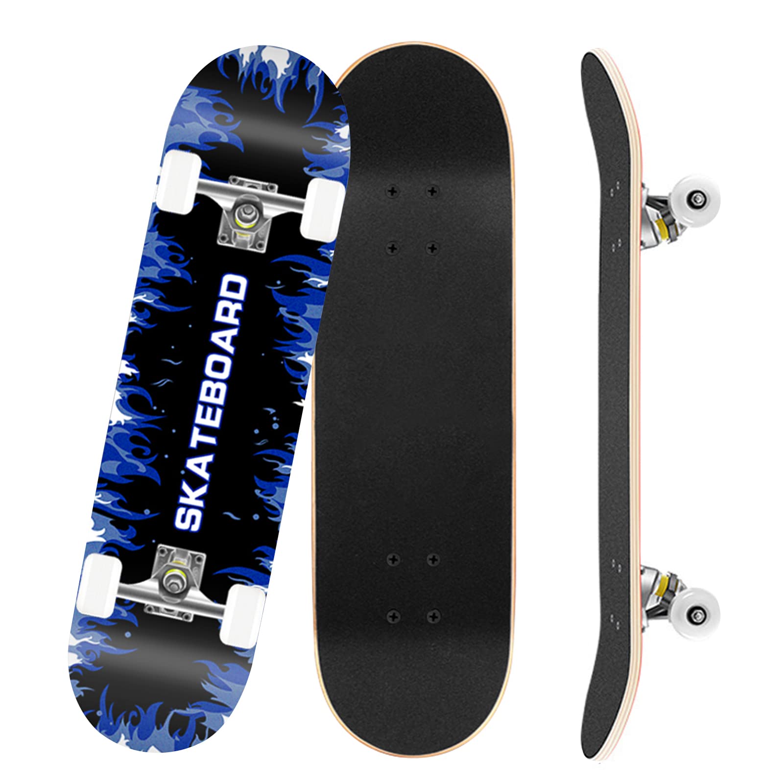 Beauenty 31" x 8"kids skateboard,9 Layer Maple Wood Complete Skateboards Concave Standard and Tricks,Skateboard For Beginners Youth Boys and Girls Adults Outdoor Sport