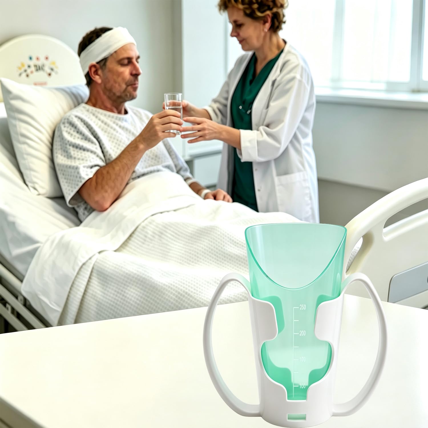 Vaso de Cuidados, Vaso Auxiliar de Cuidados, Taza con Soporte Para Postoperatorio, Adecuado Para la Rehabilitación y El Reposo, Así Como Para Personas Con Discapacidad y De Edad Avanzada
