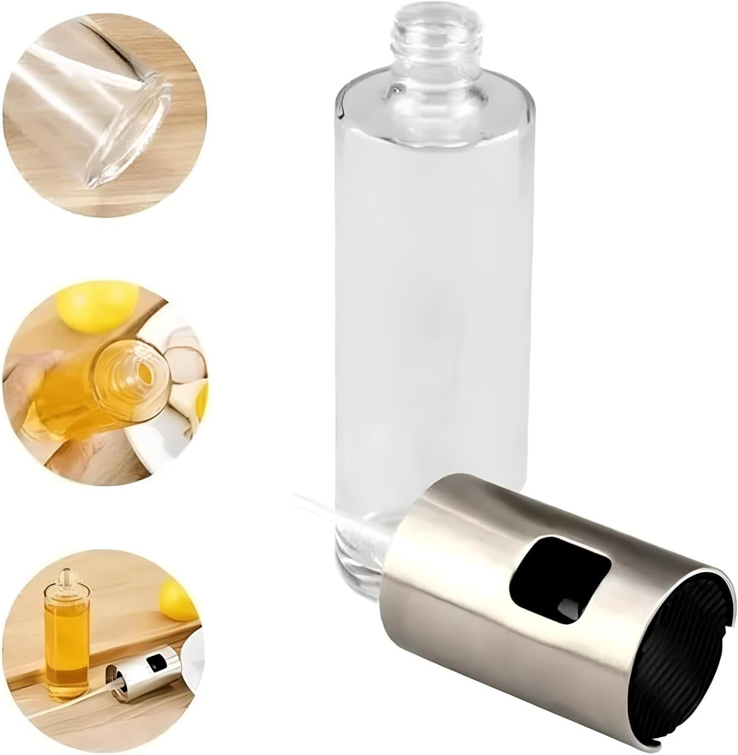 Borrifador Spray De Azeite Vinagre Óleo Multiuso Pulverizador Galheteiro De Cozinha Resistente Premium - Prata, Dourado ou Bronze (Prata)