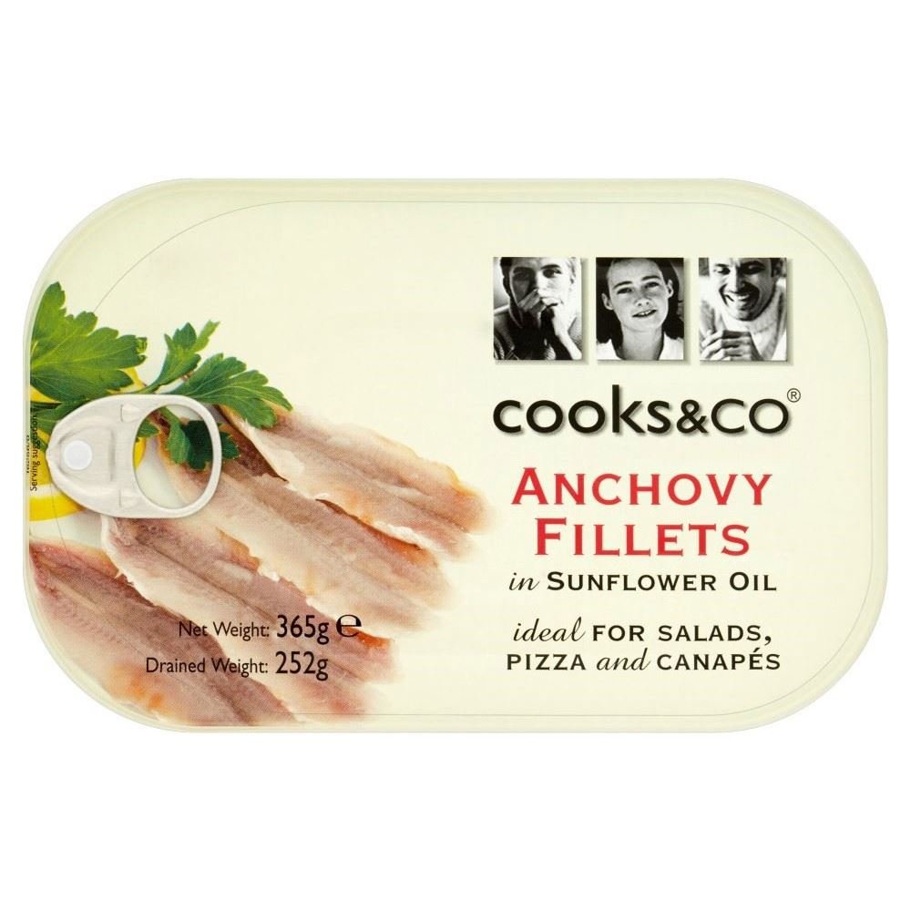 Cooks & Co Anchovy Fillets in Sunflower Oil (365g) - Pack of 6