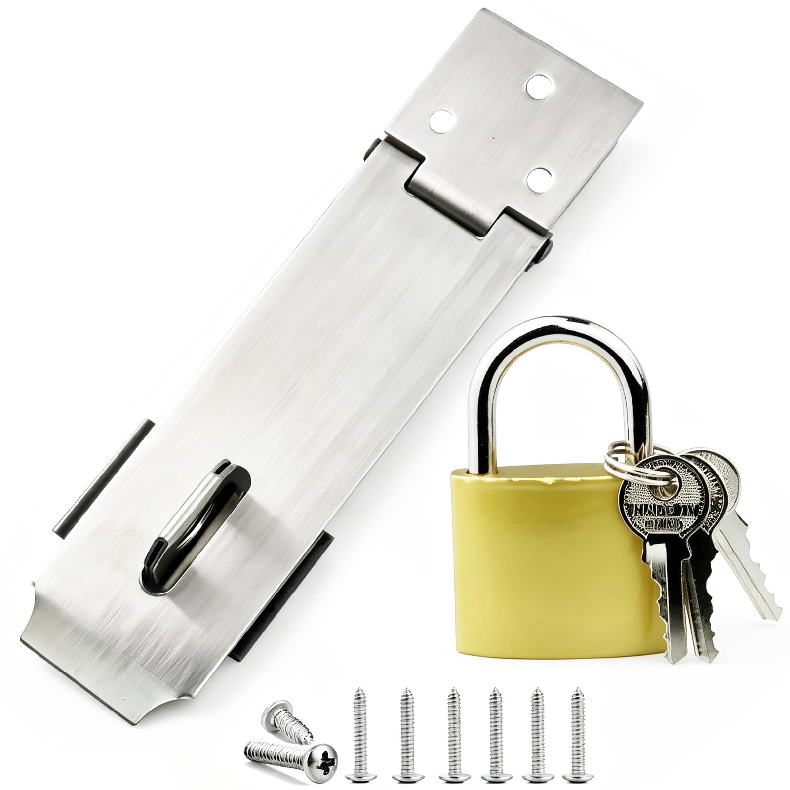 Photo 1 of Arlai Stainless Steel Hasp Lock Set with Padlock