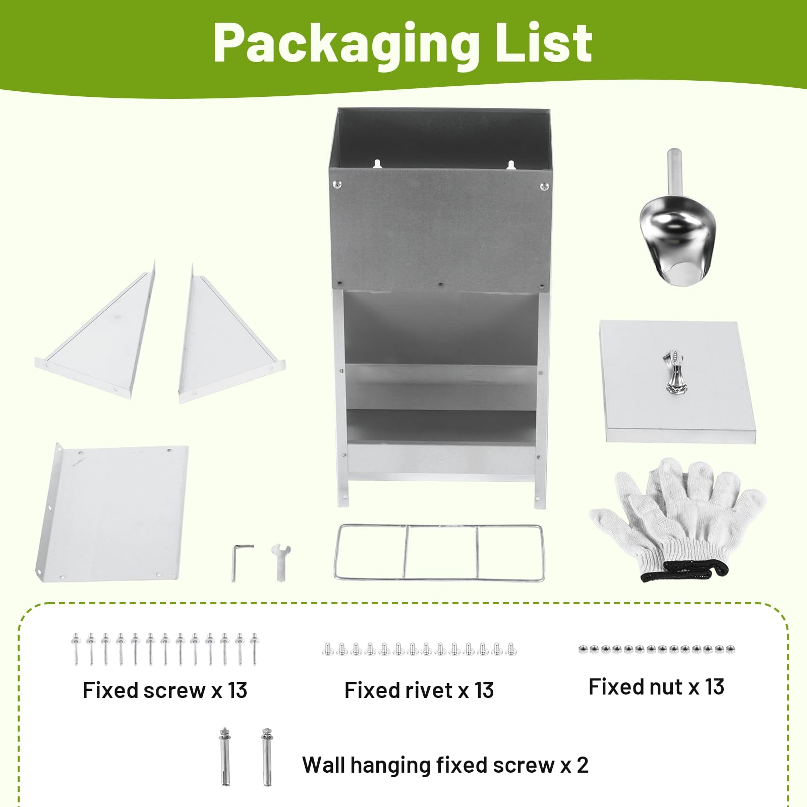 BAOSHISHAN Comedero automático para pollos, comedero de aves de corral montado en la pared con tapa, sin residuos, comedero al aire libre para pollos, pájaros, patos, gansos (10 kg)