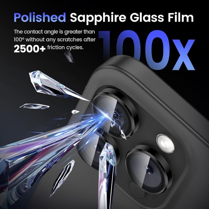 Image of Skinomi Camera Lens Protector Compatible with iPhone 16 Pro / 16 Pro Max [Anti-Scratch] Premium Tempered Glass Film Aluminum Alloy Lens Ring Cover -Black Titanium
