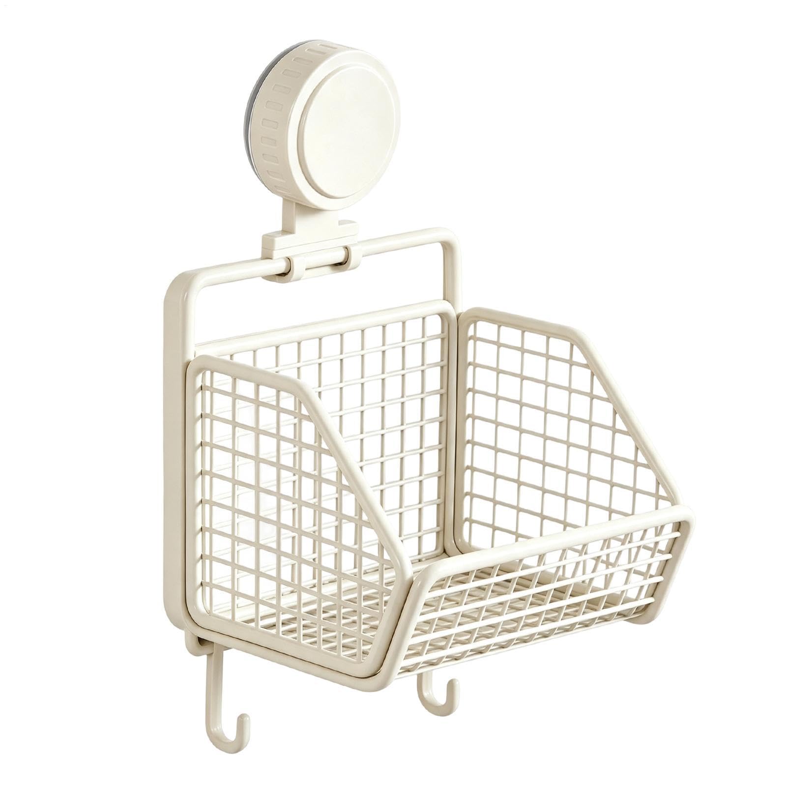 Cesta de pared de cocina de acero inoxidable con ganchos para ordenar dormitorio