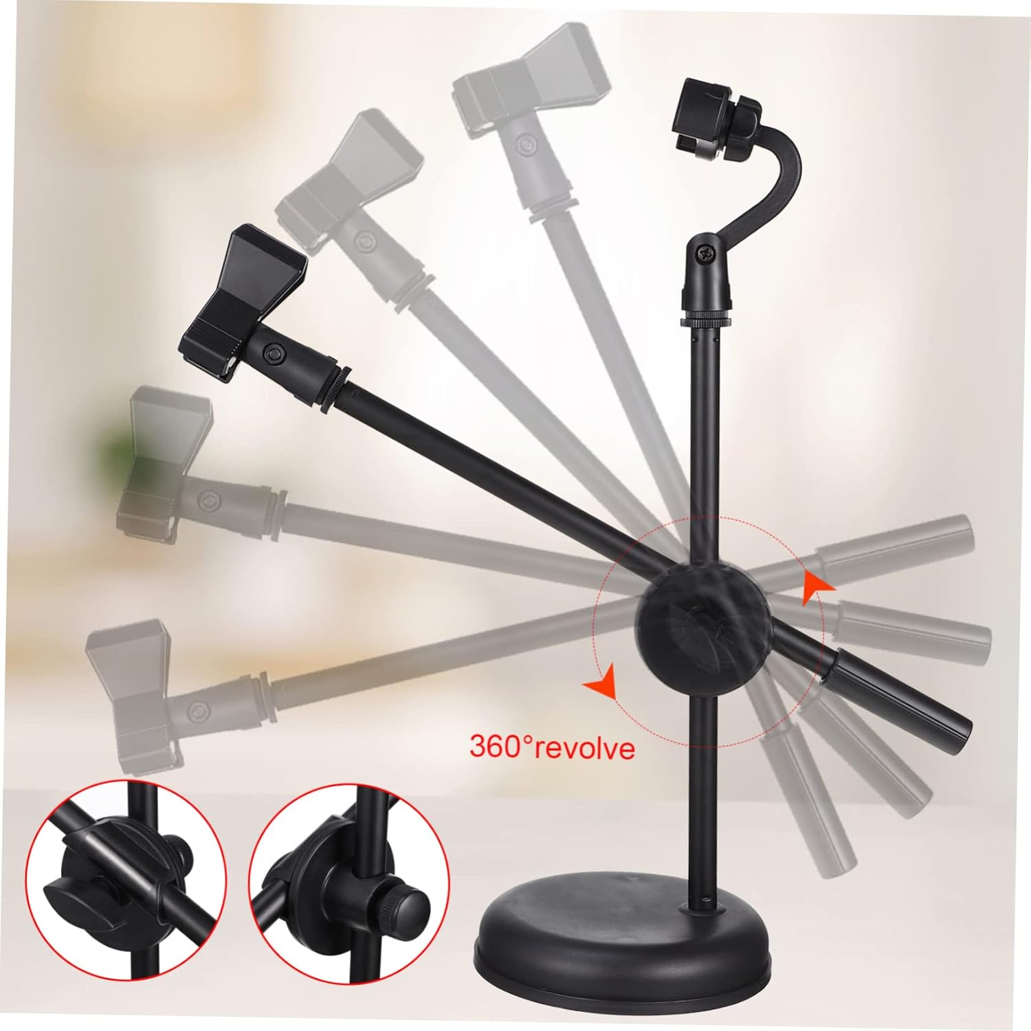 Kisangel Microphone Stand Desk Telescopic Table Mic Stand Holder for Gaming Streaming Construction