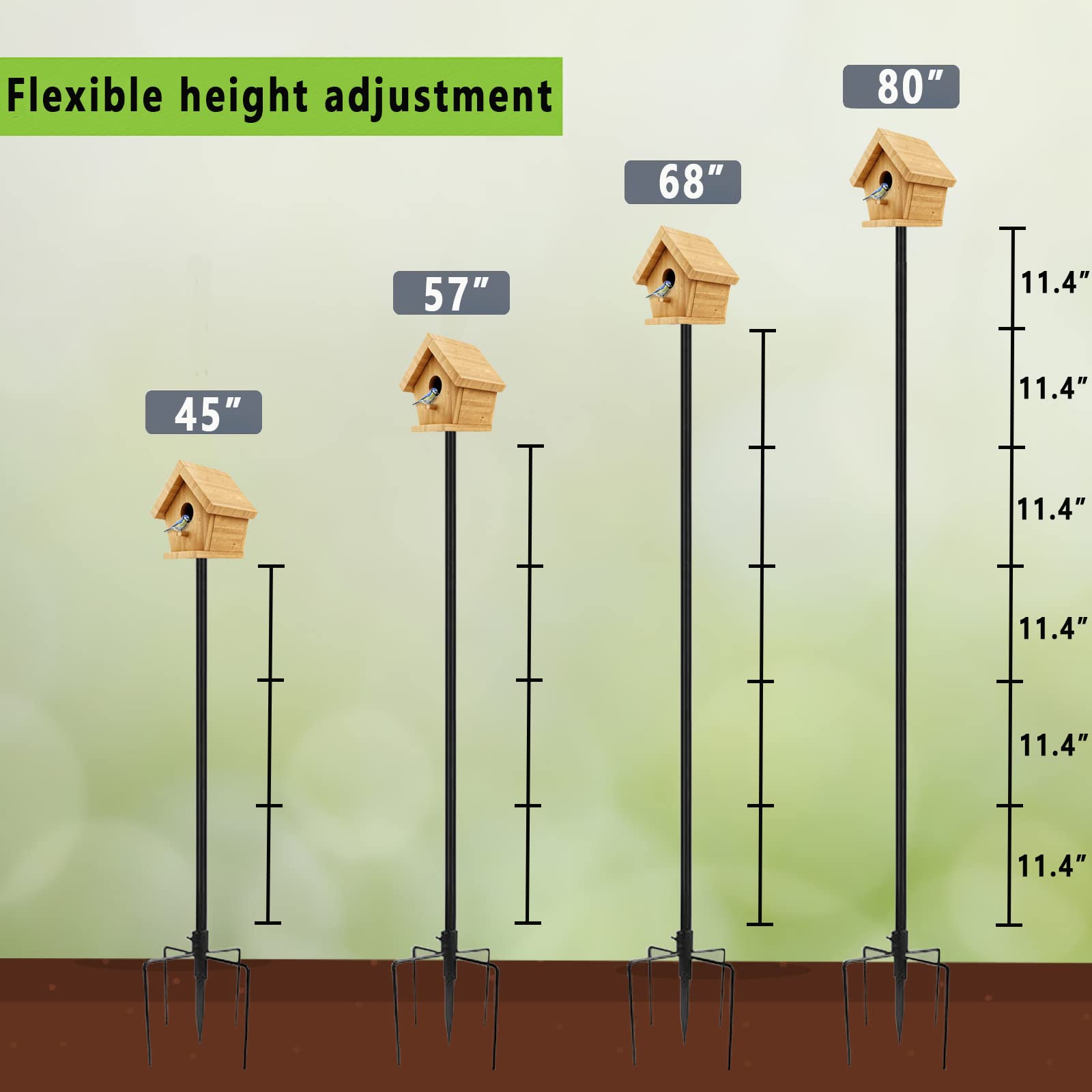 LRQSM Bird Feeder Pole Kit 80 Inch - Heavy Duty Bird House Pole Set ...